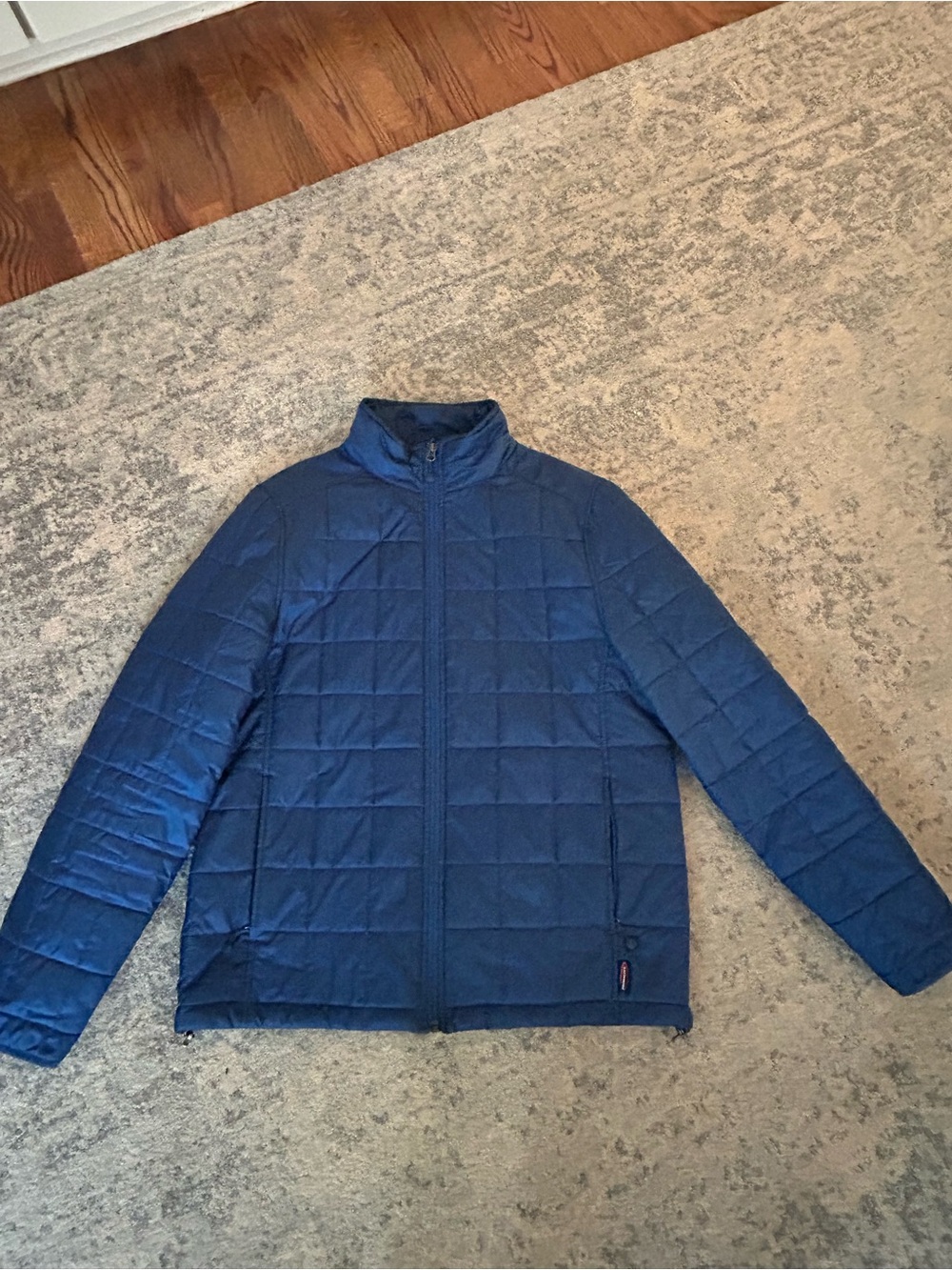 Lands End Men's Quilted Blue Zip-Up Jacket